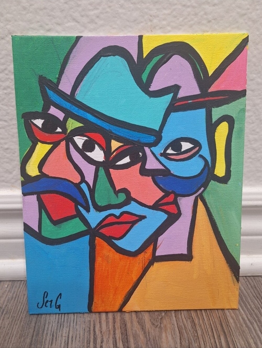 Abstract Colorful Faces 8x10 Canvas Board